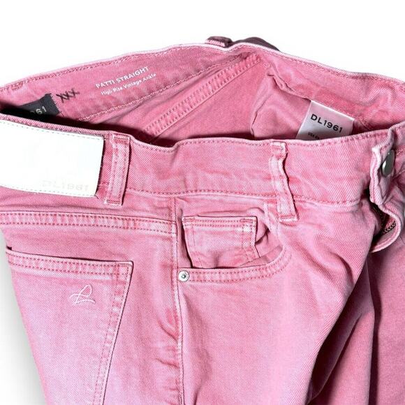 DL1961 Patti Straight High Rise Vintage Jeans PinkCropped Raw Hem - Picture 5 of 5